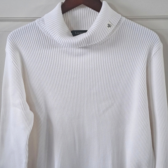 Lauren Ralph Lauren Timeless Plus Sz Ribbed Turtleneck 100% Cotton Comfy Sweater - Picture 2 of 10